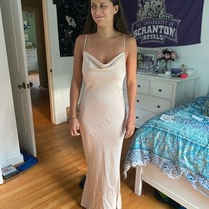 Bias Cowl Slip Dress in Porcelain